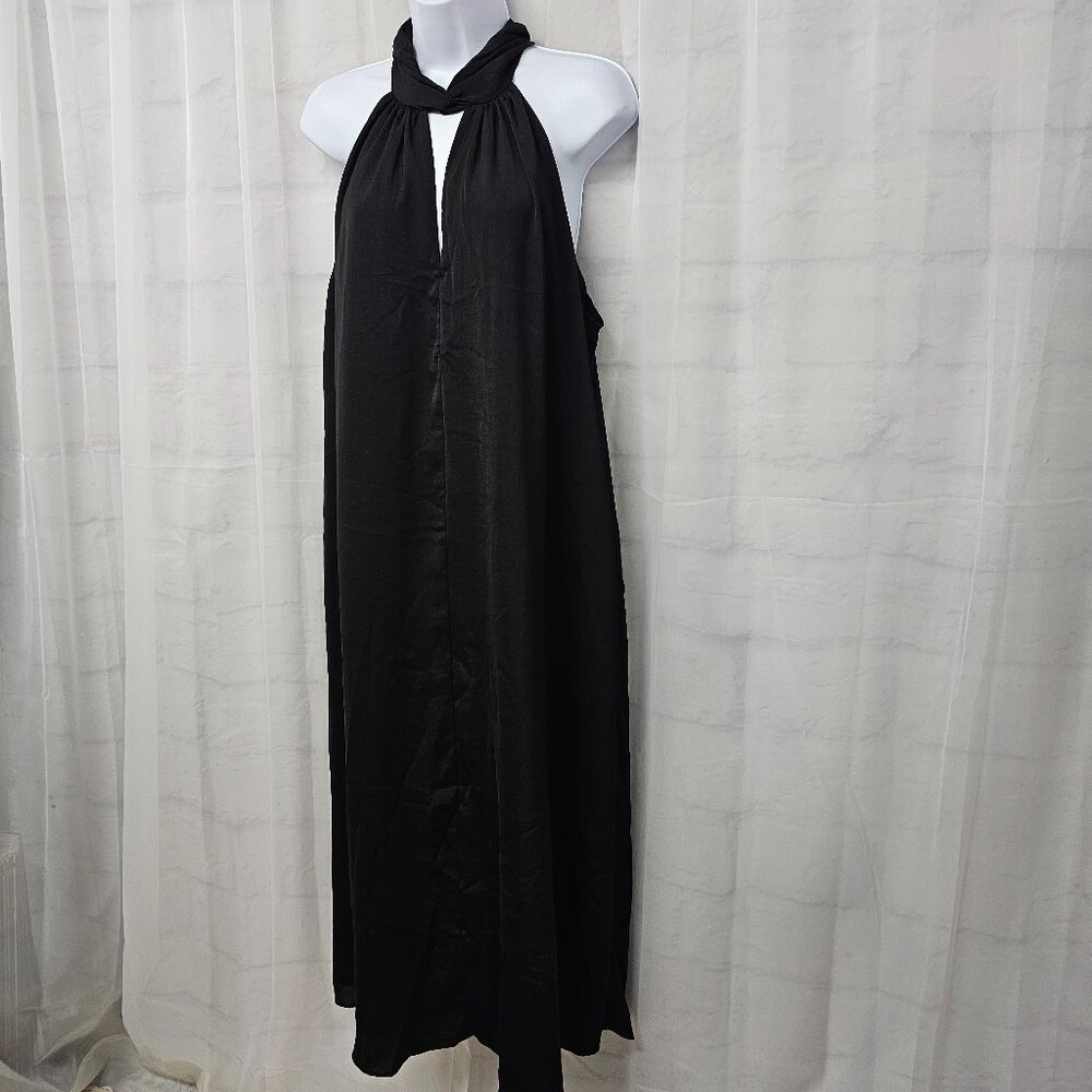 Banana Republic Dress Black Shift Midi Whimsigoth Minimalist Choker L NWT - Picture 5 of 11